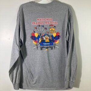 Womens Gildan National Peanut Festival Long Sleeve Tee Shirt‎ Gray L Cotton